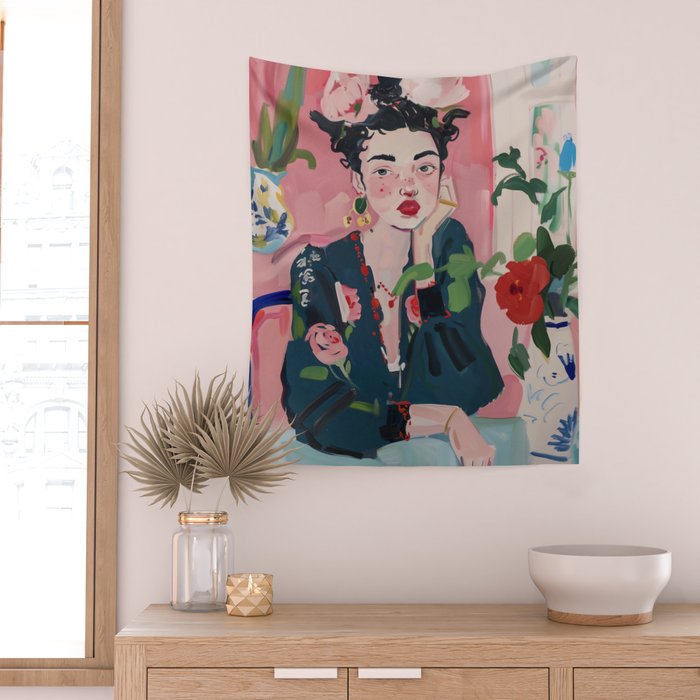 Dreamy Muse in Bloom  Wall Tapestry Gallery Image 2