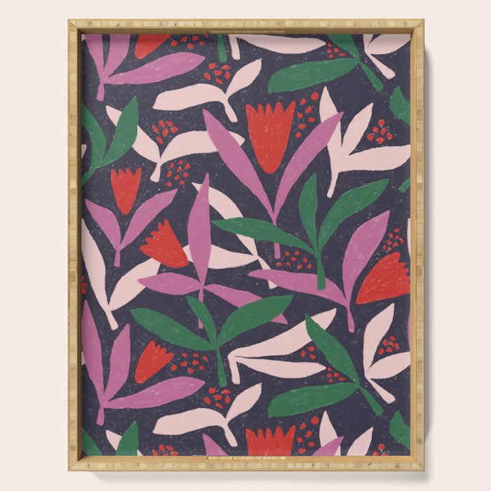 Hand Drawn Florals #2 Serving Tray Gallery Image 1