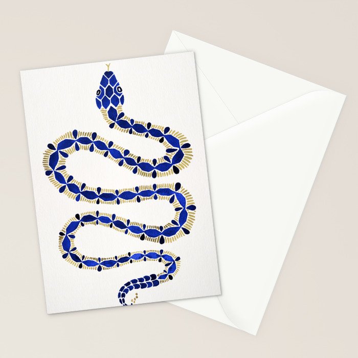 Navy & Gold Serpent Stationery Card Gallery Image 2