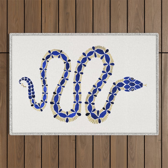 Navy & Gold Serpent Outdoor Rug Gallery Image 1