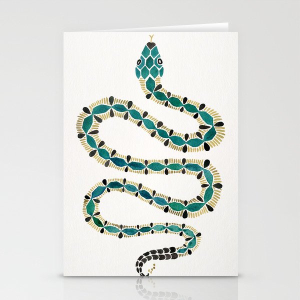 Emerald & Gold Serpent Stationery Card Gallery Image 2