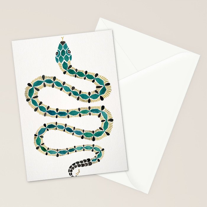 Emerald & Gold Serpent Stationery Card Gallery Image 2