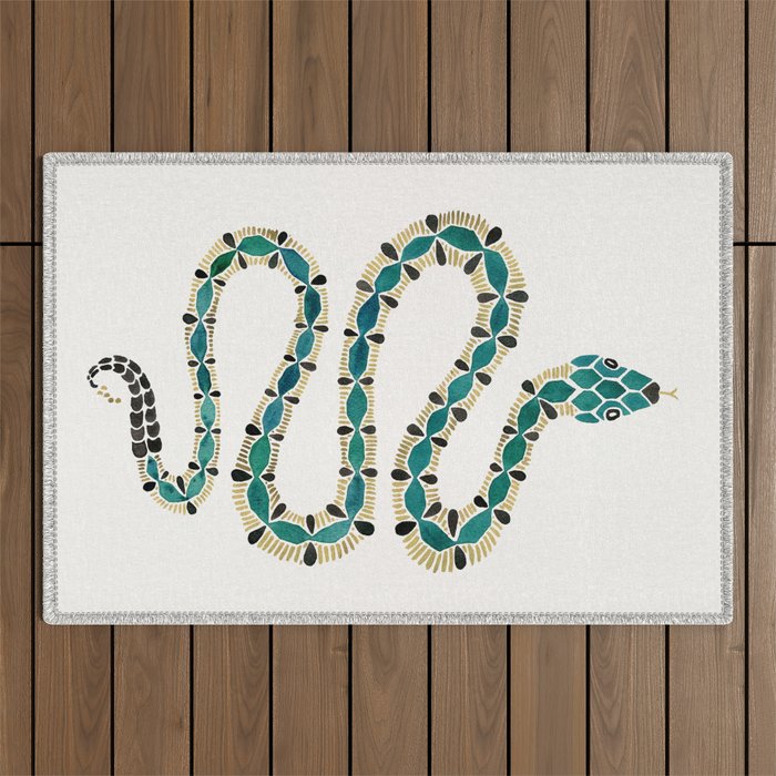 Emerald & Gold Serpent Outdoor Rug Gallery Image 1