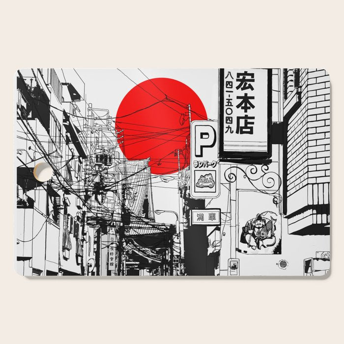 Tokyo street sunrise Cutting Board Gallery Image 1