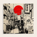 Tokyo street sunrise Wood Wall Art Gallery Image 1