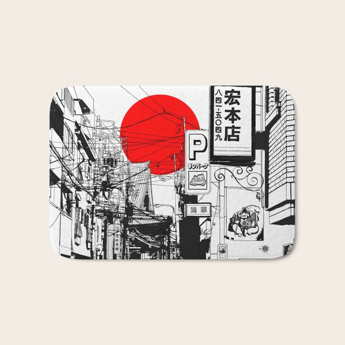 Tokyo street sunrise Bath Mat Gallery Image 1