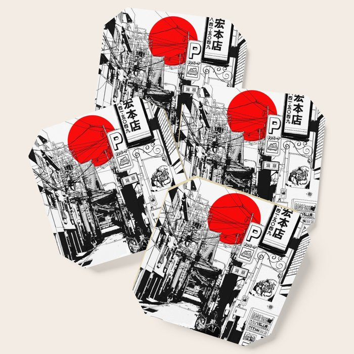 Tokyo street sunrise Coaster Gallery Image 1