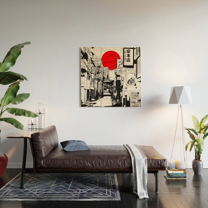 Tokyo street sunrise Wood Wall Art Gallery Image 2