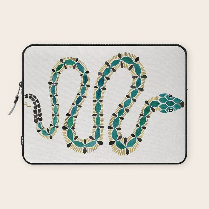 Emerald & Gold Serpent Laptop Sleeve Gallery Image 1