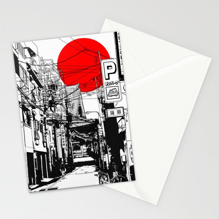 Tokyo street sunrise Stationery Card Gallery Image 2