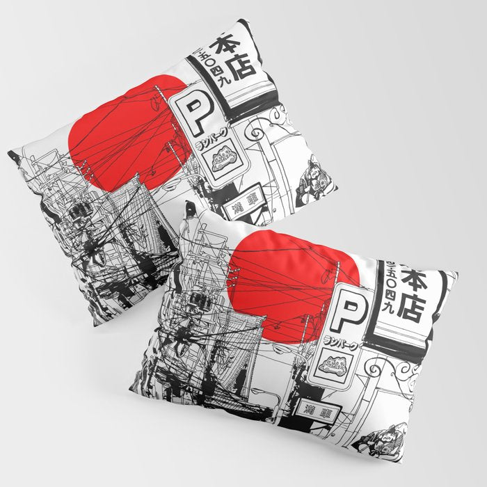 Tokyo street sunrise Pillow Sham Gallery Image 3
