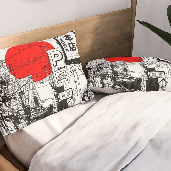 Tokyo street sunrise Pillow Sham Gallery Image 2