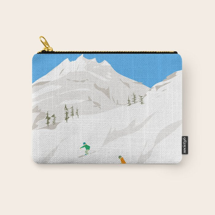 Snowy Mountain Skiers Carry All Pouch Gallery Image 1