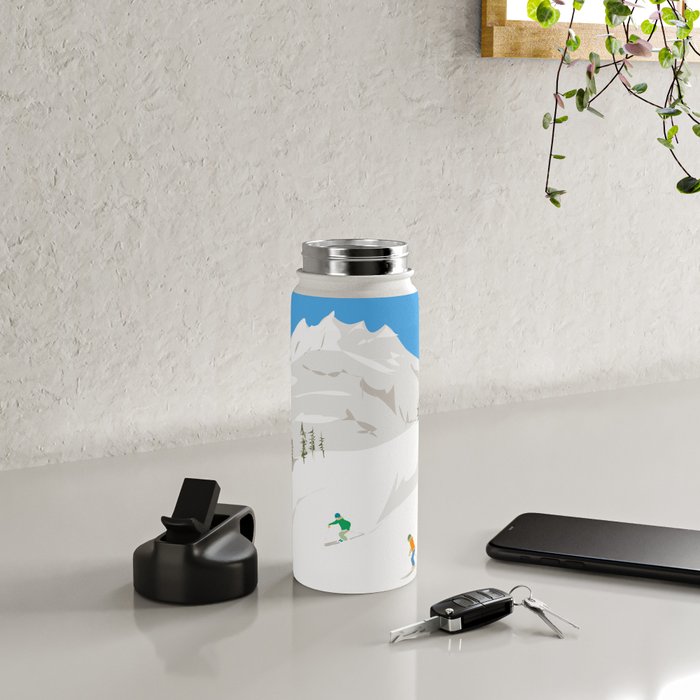 Snowy Mountain Skiers Water Bottle Gallery Image 5