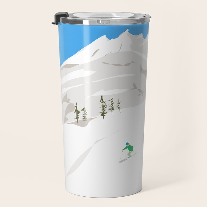 Snowy Mountain Skiers Travel Mug Gallery Image 3