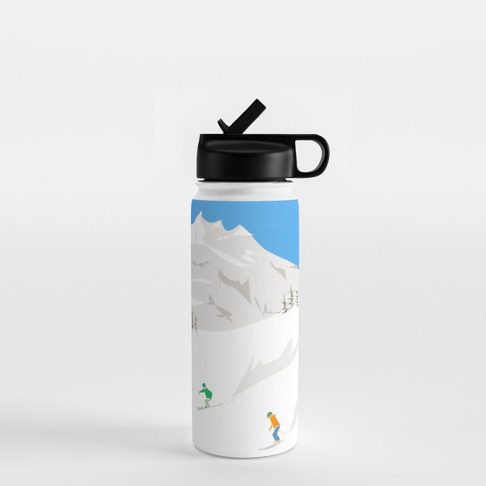 Snowy Mountain Skiers Water Bottle Gallery Image 1