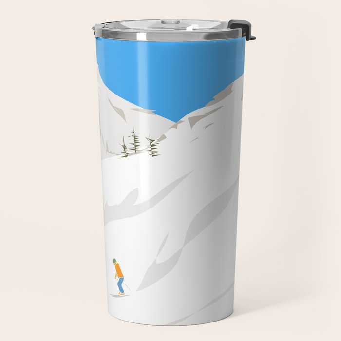 Snowy Mountain Skiers Travel Mug Gallery Image 2