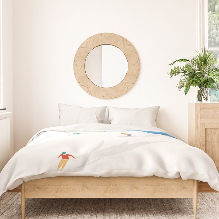 Snowy Mountain Skiers Duvet Cover Gallery Image 3