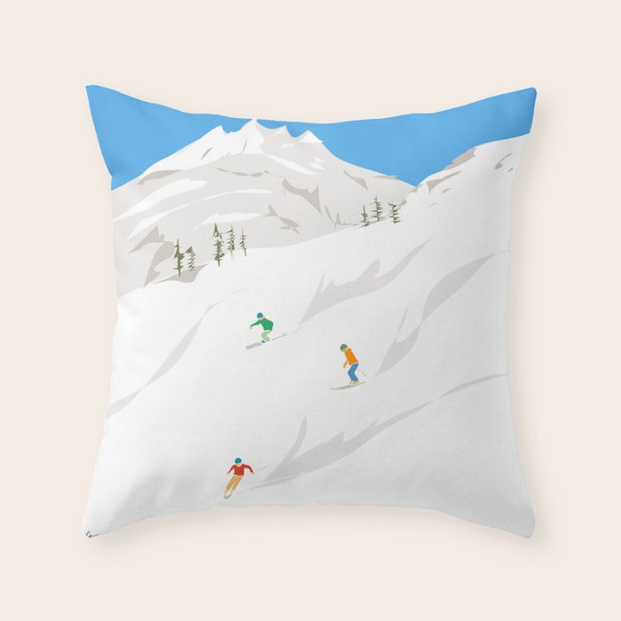 Snowy Mountain Skiers Throw Pillow Gallery Image 6