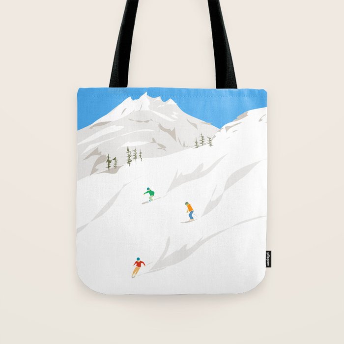 Snowy Mountain Skiers Tote Bag Gallery Image 1
