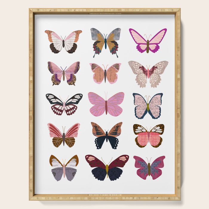 Pink Butterflies Serving Tray Gallery Image 1