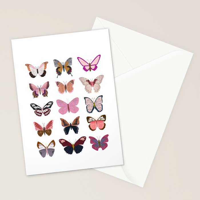 Pink Butterflies Stationery Card Gallery Image 2