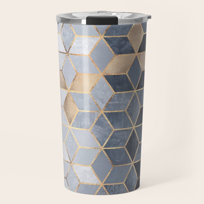 Soft Blue Gradient Cubes Travel Mug Gallery Image 1