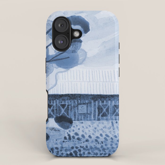 Rustic Country Barn Painting in Navy Blue iPhone Case Gallery Image 1