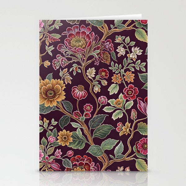 Casbah Magenta Burgundy Floral Stationery Card Gallery Image 2