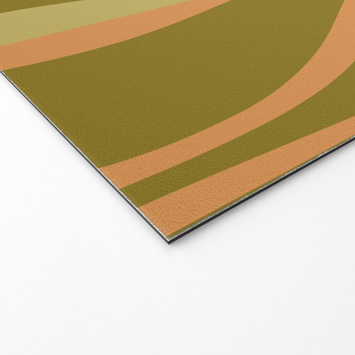 Mid Century Modern Retro Lounge Striped Ogee Pattern Avocado Green and Cantaloupe Orange Welcome Mat Gallery Image 2