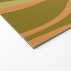 Mid Century Modern Retro Lounge Striped Ogee Pattern Avocado Green and Cantaloupe Orange Welcome Mat Gallery Image 2