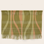 Mid Century Modern Retro Lounge Striped Ogee Pattern Avocado Green and Cantaloupe Orange Wall Hanging Gallery Image 1