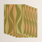 Mid Century Modern Retro Lounge Striped Ogee Pattern Avocado Green and Cantaloupe Orange Wrapping Paper Gallery Image 3