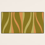 Mid Century Modern Retro Lounge Striped Ogee Pattern Avocado Green and Cantaloupe Orange Desk Mat Gallery Image 3