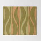 Mid Century Modern Retro Lounge Striped Ogee Pattern Avocado Green and Cantaloupe Orange Throw Blanket Gallery Image 2