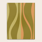Mid Century Modern Retro Lounge Striped Ogee Pattern Avocado Green and Cantaloupe Orange Notebook Gallery Image 4