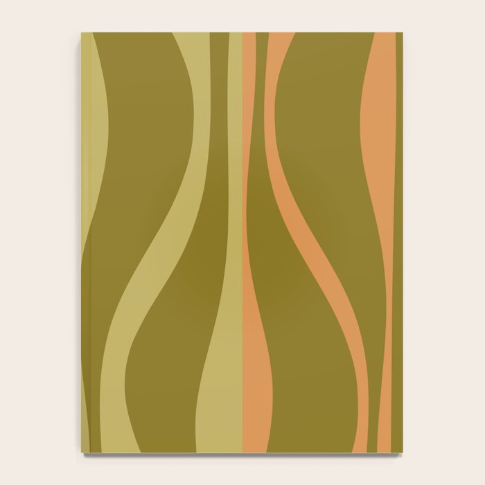 Mid Century Modern Retro Lounge Striped Ogee Pattern Avocado Green and Cantaloupe Orange Notebook Gallery Image 4