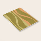 Mid Century Modern Retro Lounge Striped Ogee Pattern Avocado Green and Cantaloupe Orange Notebook Gallery Image 3