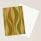 Mid Century Modern Retro Lounge Striped Ogee Pattern Avocado Green and Cantaloupe Orange Stationery Card Gallery Image 2