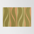 Mid Century Modern Retro Lounge Striped Ogee Pattern Avocado Green and Cantaloupe Orange Rug Gallery Image 2