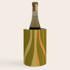 Mid Century Modern Retro Lounge Striped Ogee Pattern Avocado Green and Cantaloupe Orange Wine Chiller Gallery Image 3