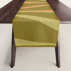 Mid Century Modern Retro Lounge Striped Ogee Pattern Avocado Green and Cantaloupe Orange Table Runner Gallery Image 1
