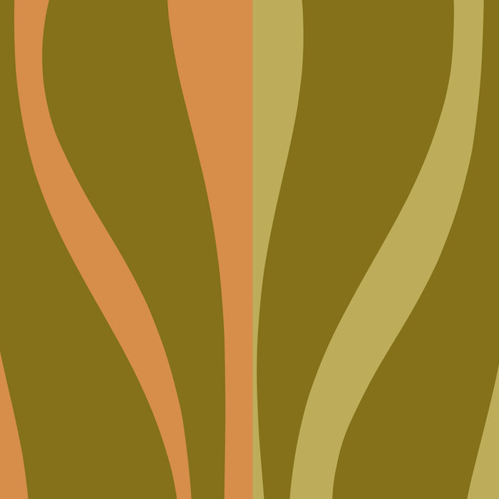 Mid Century Modern Retro Lounge Striped Ogee Pattern Avocado Green and Cantaloupe Orange Coffee Mug Gallery Image 2