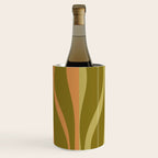 Mid Century Modern Retro Lounge Striped Ogee Pattern Avocado Green and Cantaloupe Orange Wine Chiller Gallery Image 1
