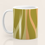 Mid Century Modern Retro Lounge Striped Ogee Pattern Avocado Green and Cantaloupe Orange Coffee Mug Gallery Image 3