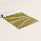 Mid Century Modern Retro Lounge Striped Ogee Pattern Avocado Green and Cantaloupe Orange Yoga Mat Gallery Image 2