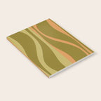 Mid Century Modern Retro Lounge Striped Ogee Pattern Avocado Green and Cantaloupe Orange Notebook Gallery Image 2