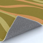 Mid Century Modern Retro Lounge Striped Ogee Pattern Avocado Green and Cantaloupe Orange Rug Gallery Image 4