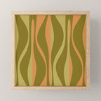 Mid Century Modern Retro Lounge Striped Ogee Pattern Avocado Green and Cantaloupe Orange Mini Art Print Gallery Image 1
