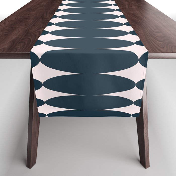 Retro Round Pattern - Dark Blue Table Runner Gallery Image 1